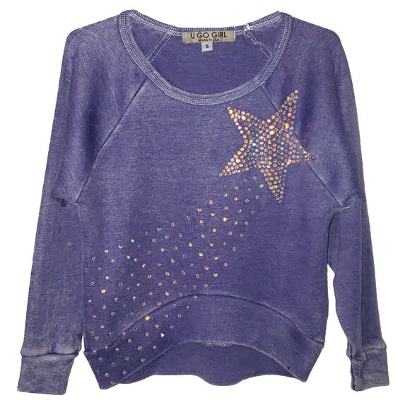 Shining Star Girl's Purple Sweatshirt - Picture 2 of 4